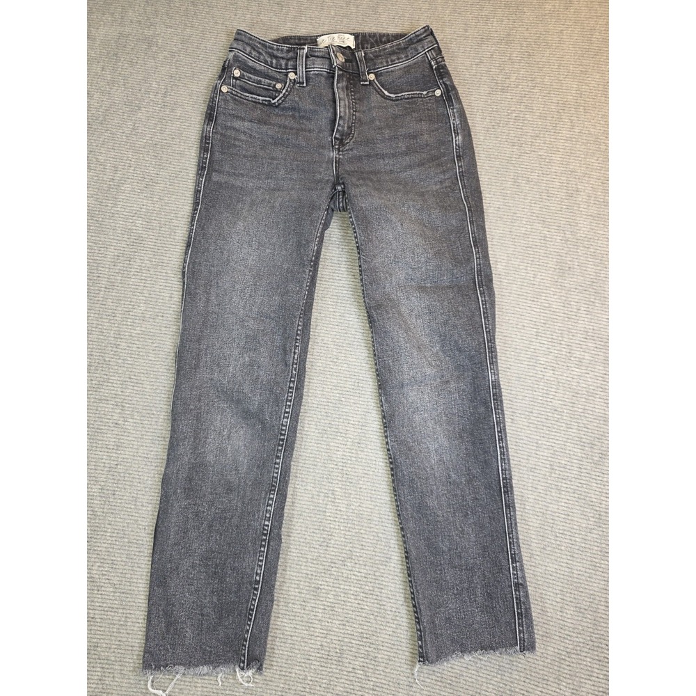 We The Free CRVY Free People Mid Rise Denim Jeans Smokey Quartz Sz 25 Raw Hem
